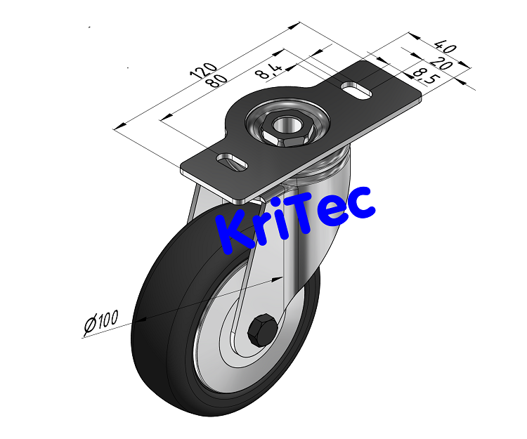 KriTec Lenkrolle D100 120x40 grau