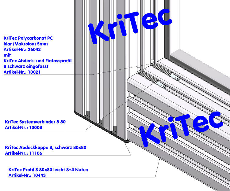 KriTec Profil 8 80x80 leicht 8+4 Nuten