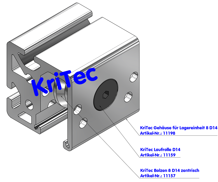 KriTec Bolzen 8 D14 zentrisch Stahl, schwarz