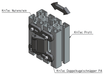 KriTec Doppelkugelschnäpper PA, schwarz