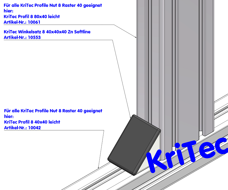 KriTec Winkel 8 40x40x40 Zn Softline