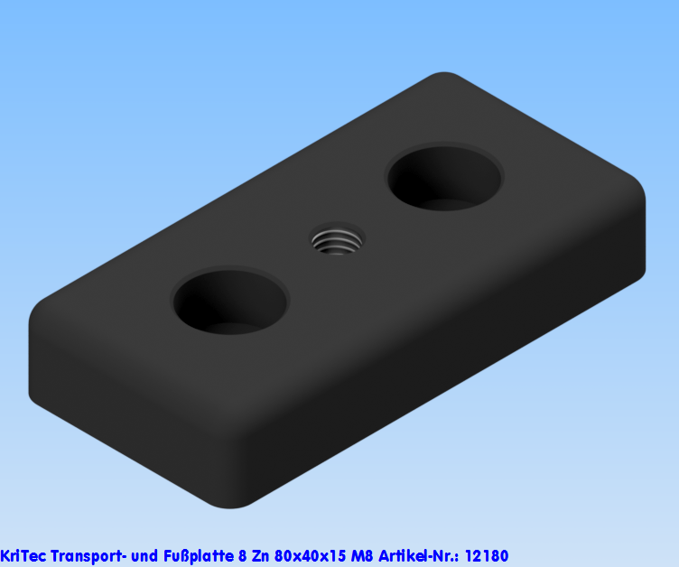 KriTec Transport- und Fußplatte 8 Zn 80x40x15 M8