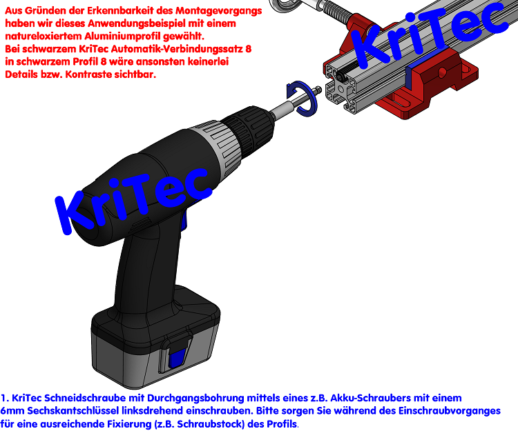 KriTec Automatik-Verbindungssatz 8 Raster 40, schwarz