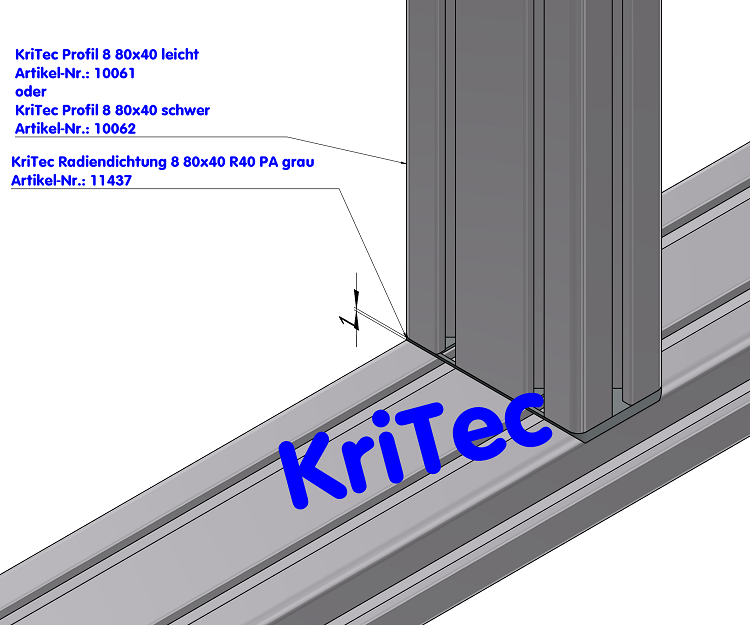 KriTec Radiendichtung 8 80x40 R40 PA grau