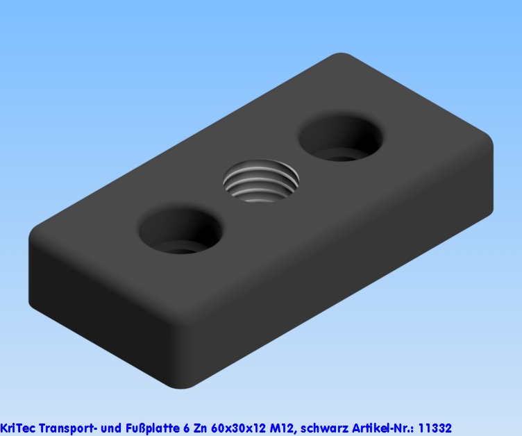 KriTec Transport- und Fußplatte 6 Zn 60x30x12 M12
