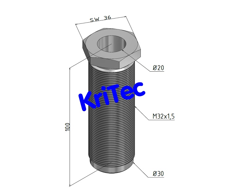 KriTec Bodenhülse M32x1,5-100mm lang verzinkt