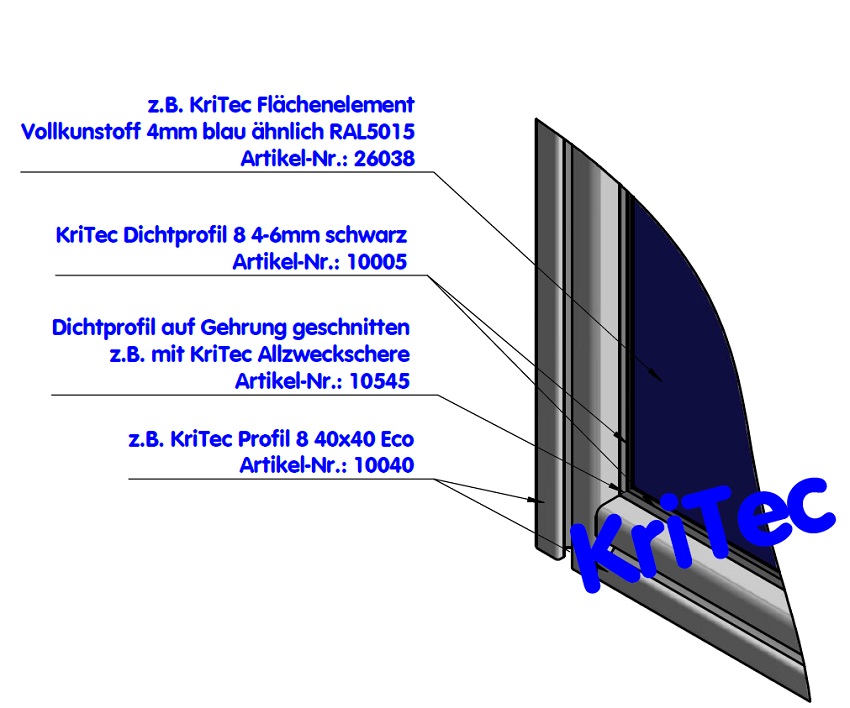 KriTec Dichtprofil 8 Raster 40, 4-6mm, Standard, schwarz
