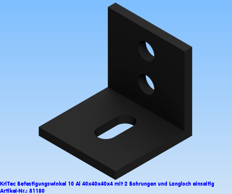 KriTec Befestigungswinkel 10 Al 40x40x40x4 mit 2 Bohrungen und Langloch einseitig