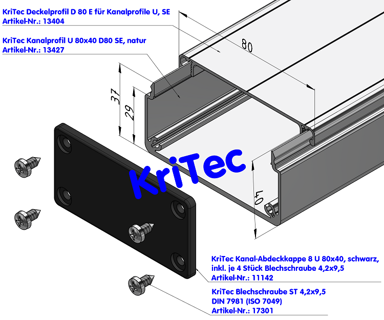 KriTec Kanalprofil U 80x40 D80 SE, natur
