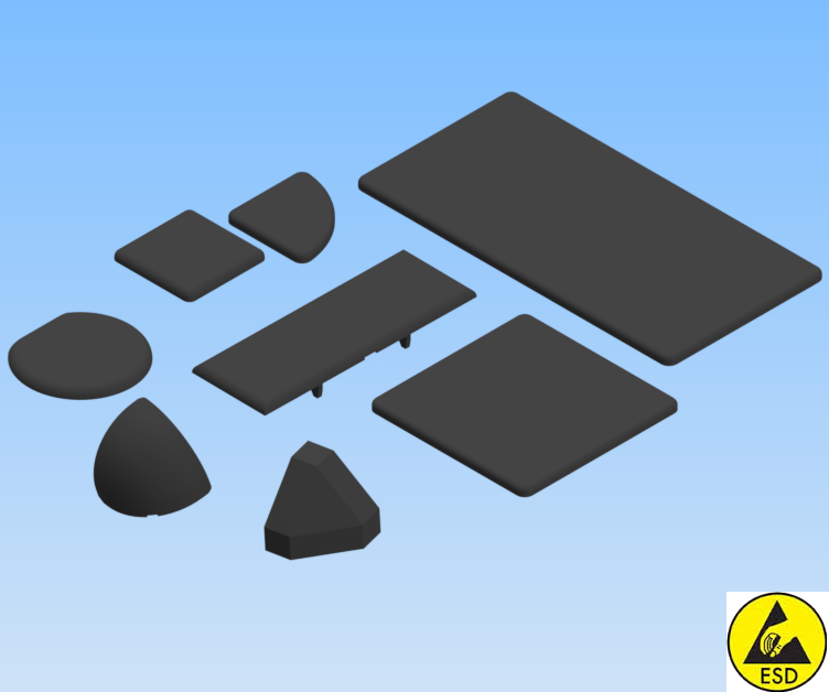 KriTec Abdeckkappe 10 180x22,5 schwarz ESD