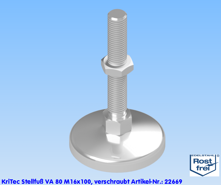 KriTec Stellfuß VA 80 M16x100 verschraubt, rostfrei