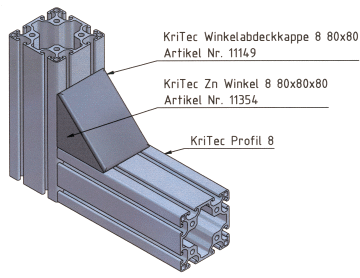 KriTec Winkel 8 80x80x80 Zn Standard