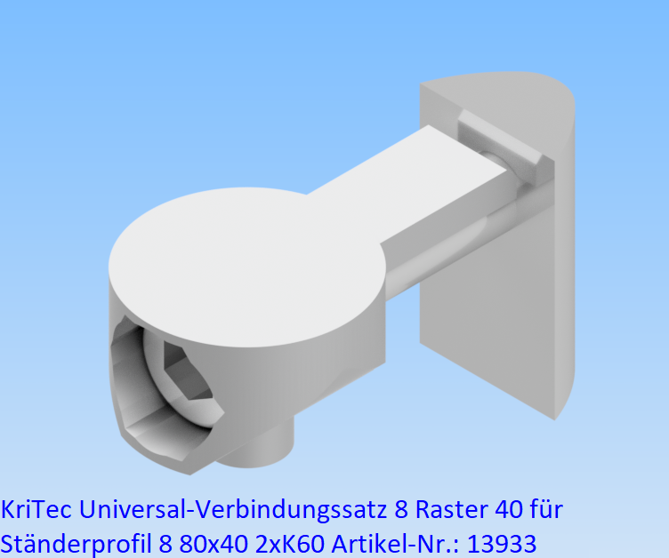 KriTec Universal-Verbindungssatz 8 Raster 40 für Ständerprofil 8 80x40 2xK60