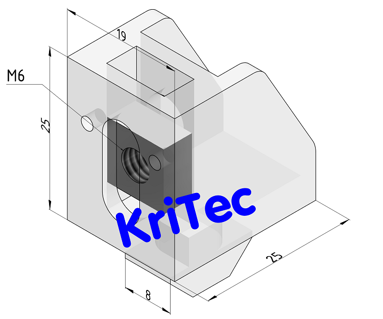 KriTec Befestigungsblock 8 PA 1-8 transparent