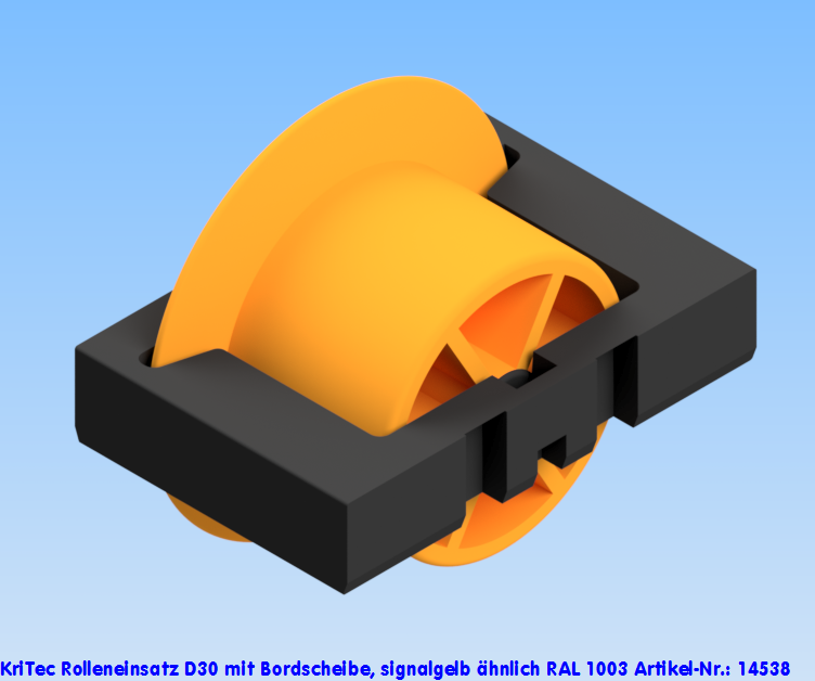 KriTec Rolleneinsatz D30 mit Bordscheibe, signalgelb ähnlich RAL 1003