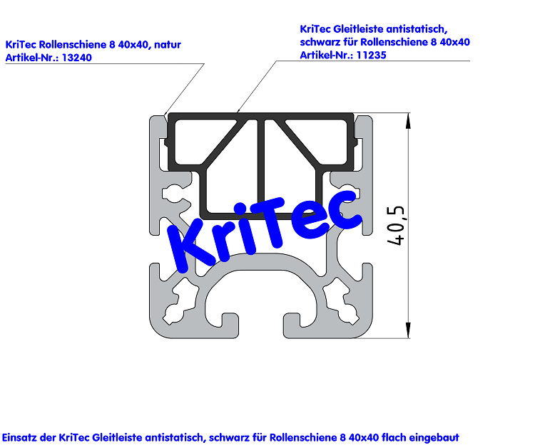 KriTec Gleitrampe D28 schwarz, antistatisch