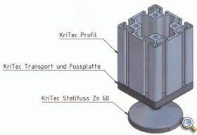 KriTec Stellfuß verschraubt Zn 60 mit Trapezfuß für Klemmlasche D60