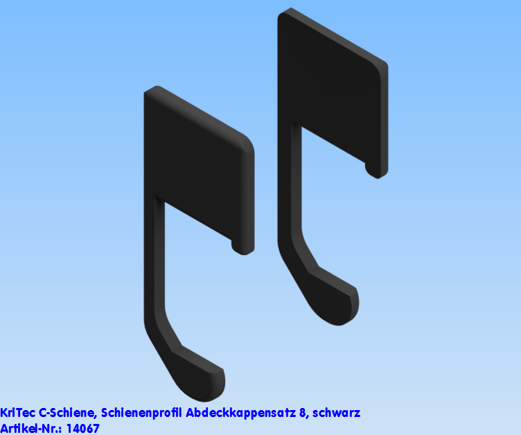 KriTec C-Schiene, Schienenprofil Abdeckkappensatz 8, schwarz