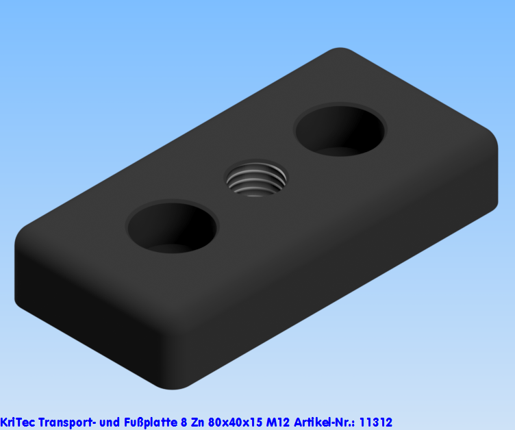 KriTec Transport- und Fußplatte 8 Zn 80x40x15 M12
