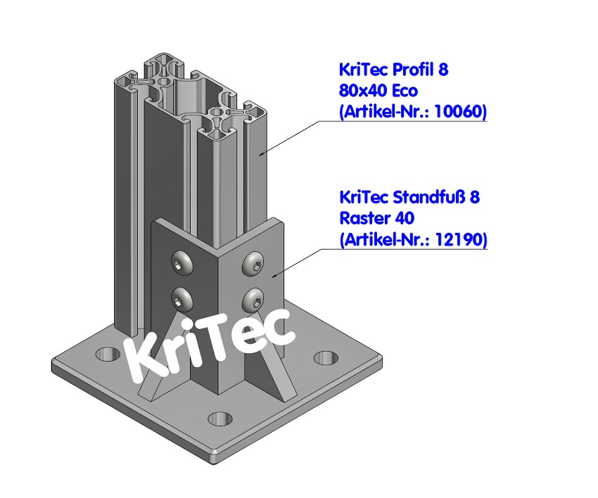 KriTec Standfuß 8 Raster 40