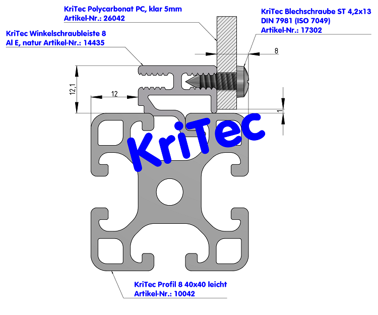 KriTec Winkelschraubleiste 8 Al E, natur