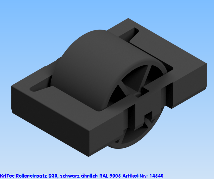 KriTec Rolleneinsatz D30, schwarz ähnlich RAL 9005