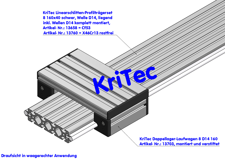KriTec Doppellager-Laufwagen 8 D14 160