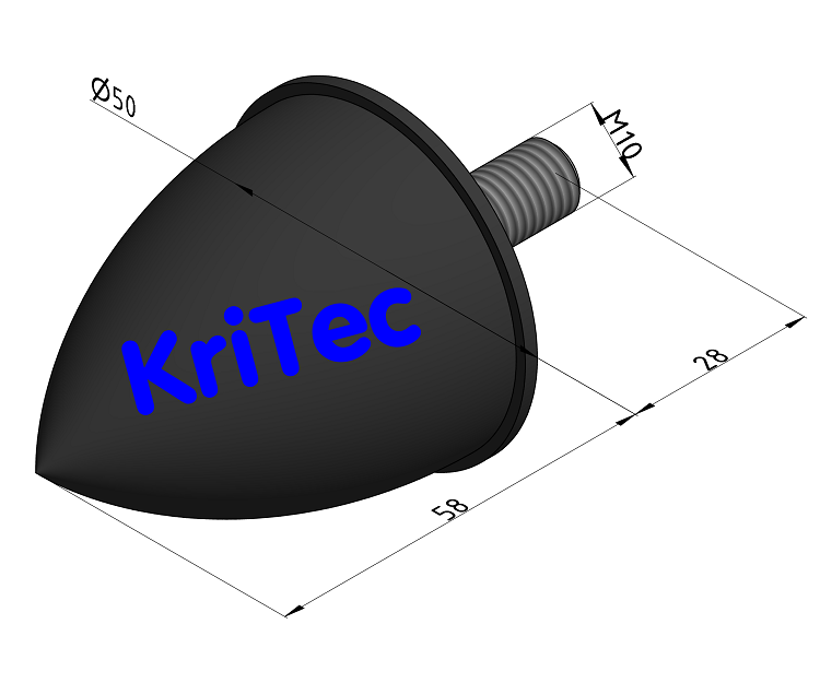 KriTec Parabel-Puffer Ø 50x58 M10 mit Außengewinde