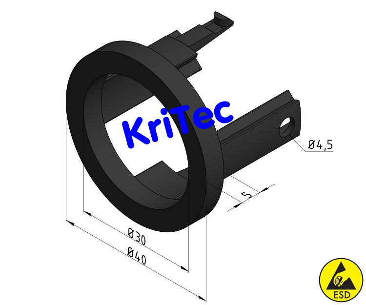 KriTec Gleitlager-Hülse D40/D30 ESD, schwarz ähnlich RAL 9005