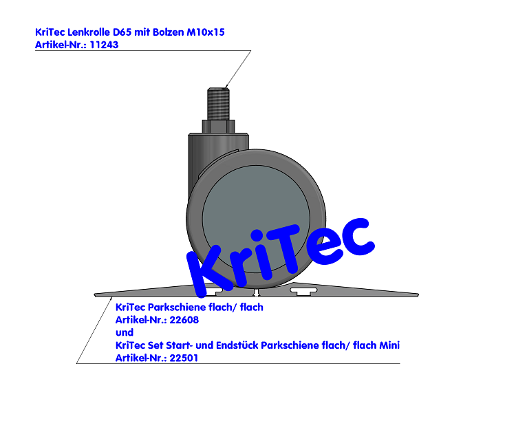 KriTec Set Start- und Endstück Parkschiene flach/ flach Mini