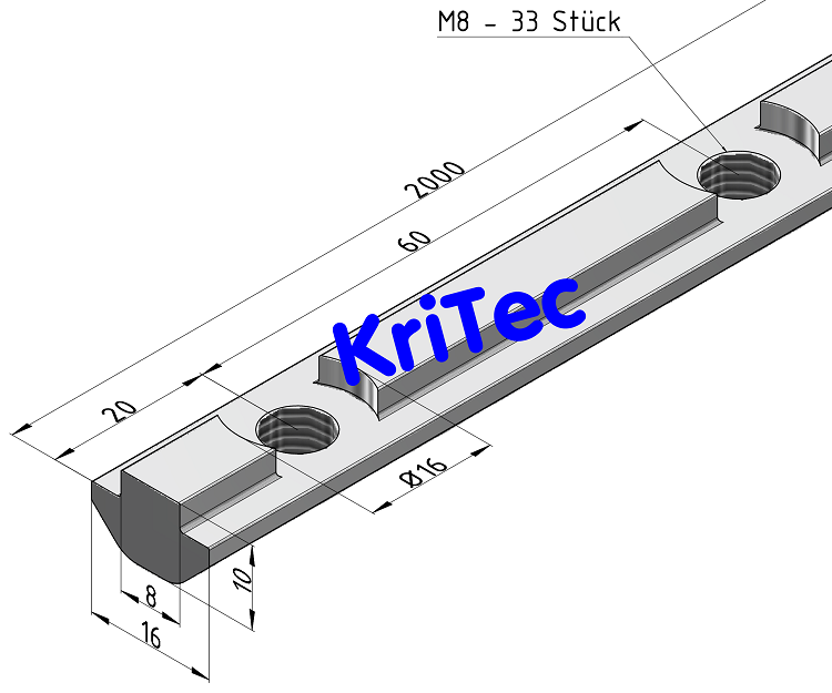 KriTec Nutenprofil 8 Al M8-60, natur