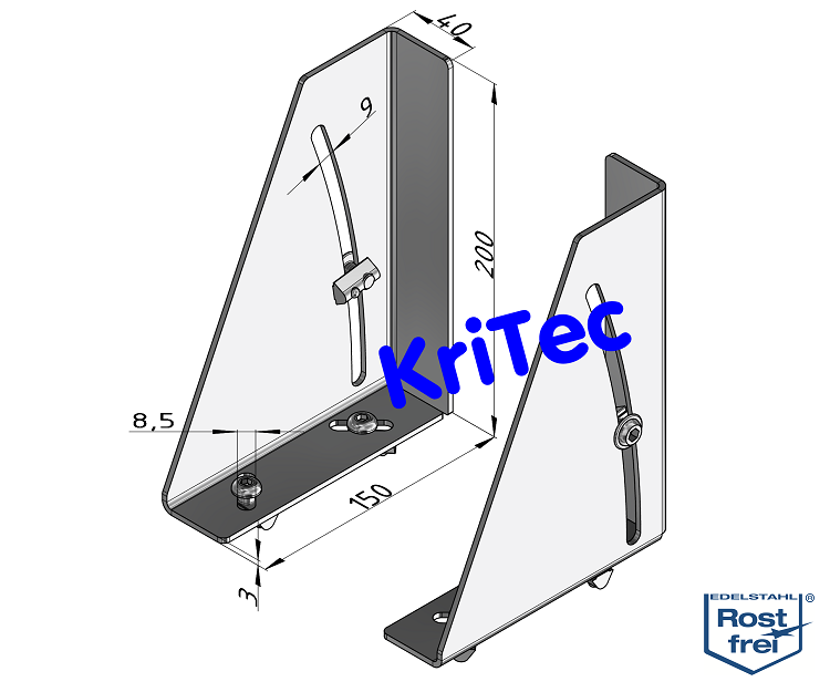 KriTec Konsolen-Schwenkwinkelsatz 8 Raster 40 VA