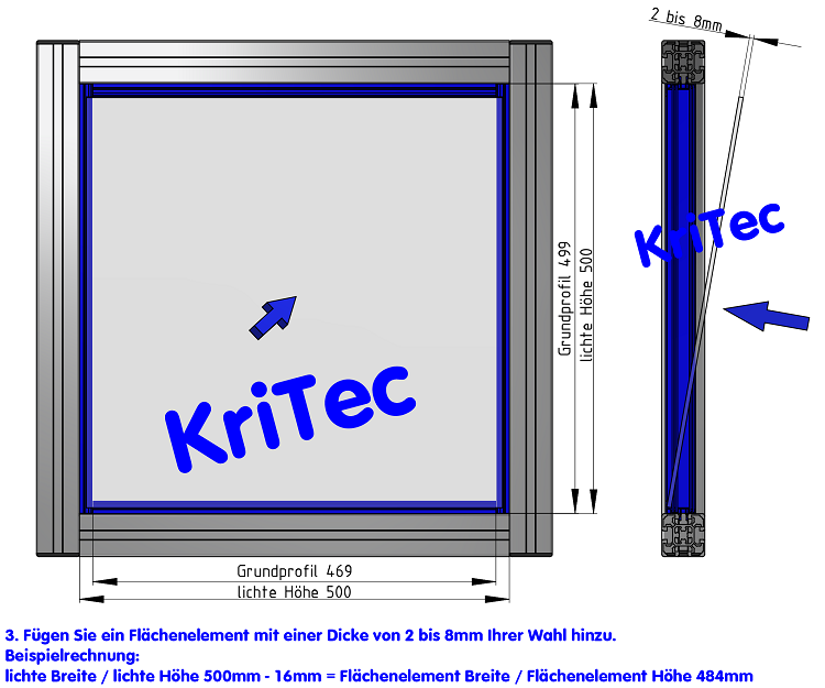 KriTec Schutzscheibenprofil 10 inkl. Clipleiste