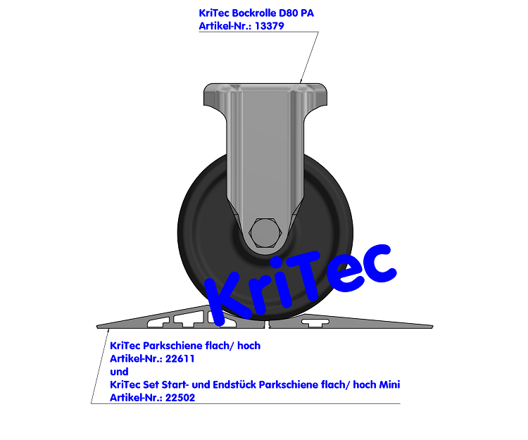 KriTec Parkschiene flach/ hoch 1.200mm