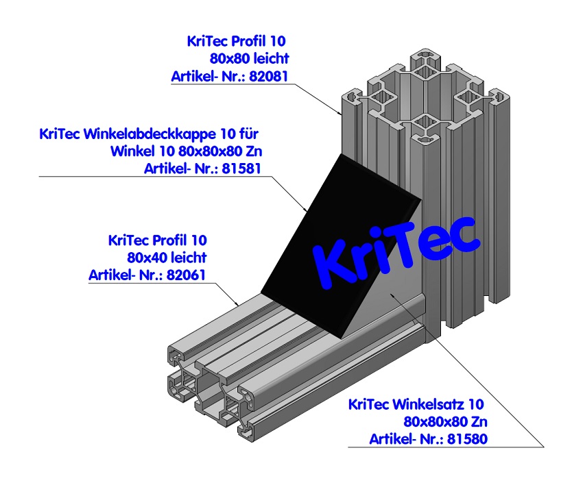 KriTec Winkel 10 80x80x80 Zn Standard