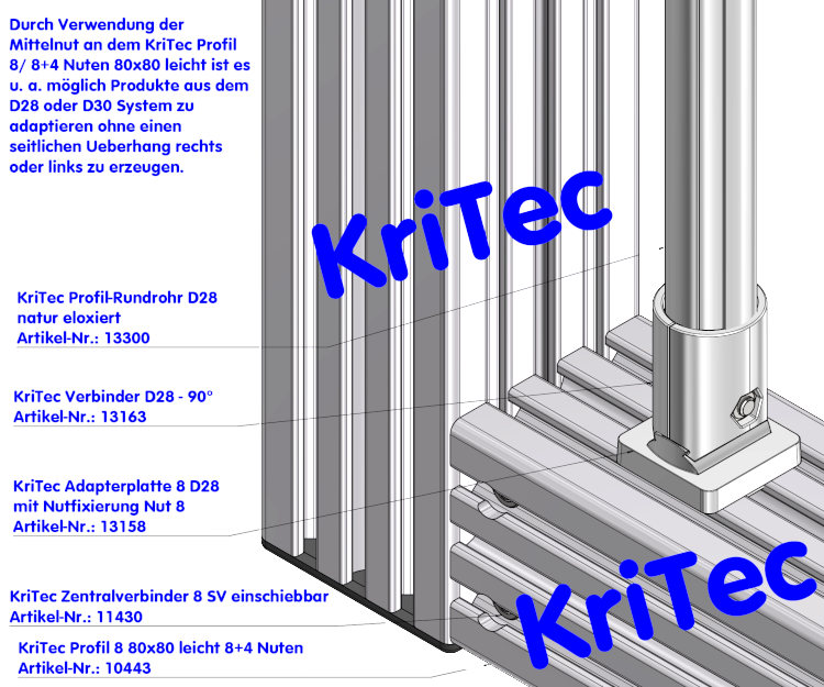 KriTec Zentralverbinder 8 SV einschiebbar - auch in rostfrei!