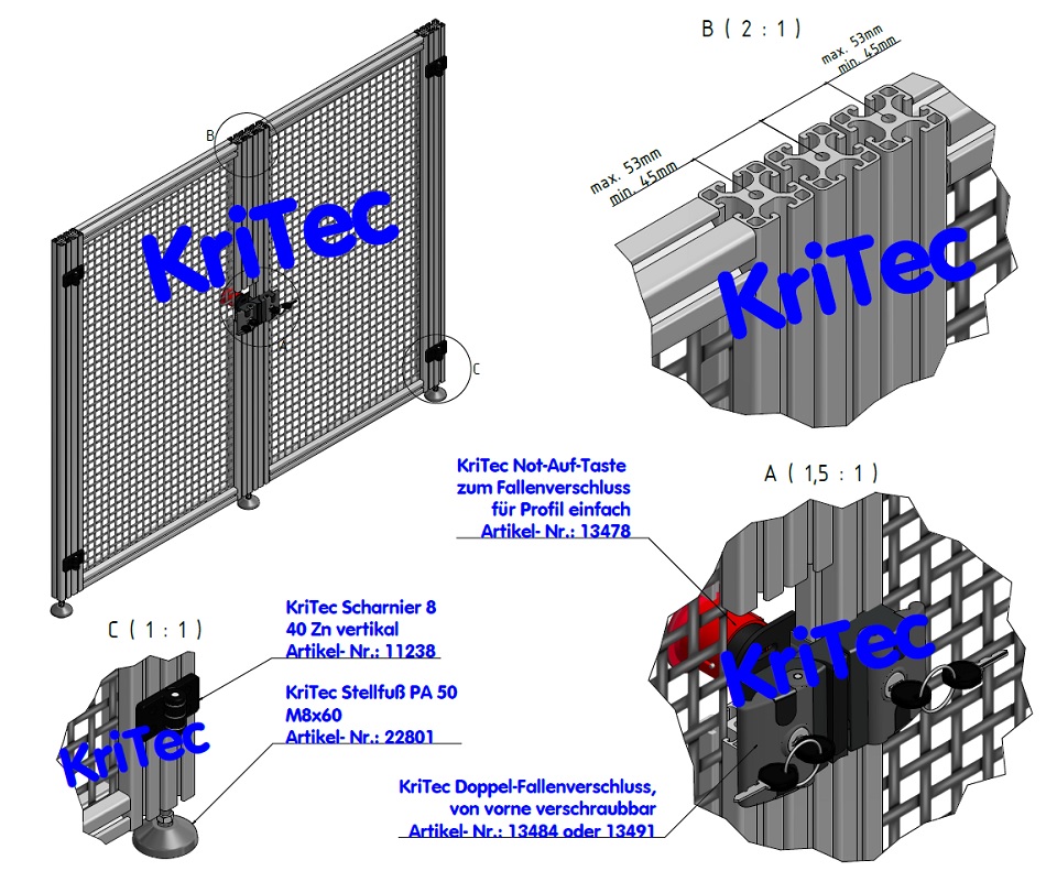 KriTec Not-Auf-Taste A zum Fallenverschluss mit Befestigungssatz