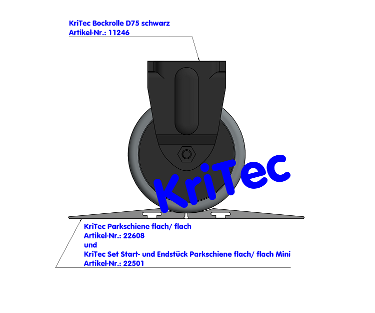 KriTec Set Start- und Endstück Parkschiene flach/ flach Mini