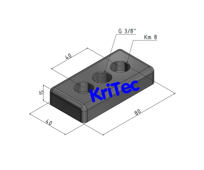 KriTec Pneumatik-Anschlussplatte 8 80x40 G3/8zoll