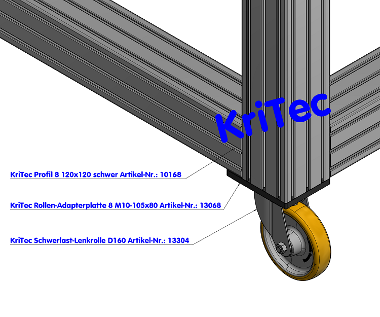 KriTec Rollen-Adapterplatte 8 M10-105x80