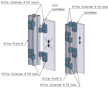 KriTec Scharnier 8 PA, links, schwarz
