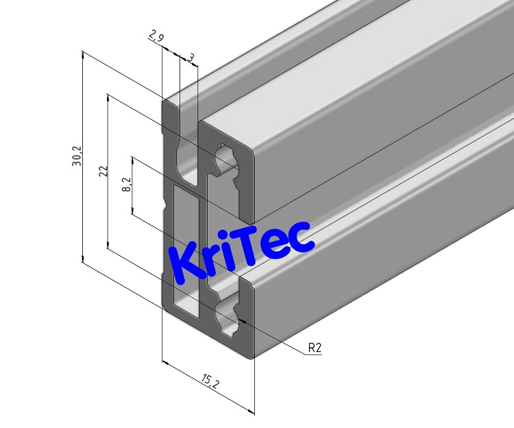 KriTec Einhängeprofil 8 Raster 30, 30x15