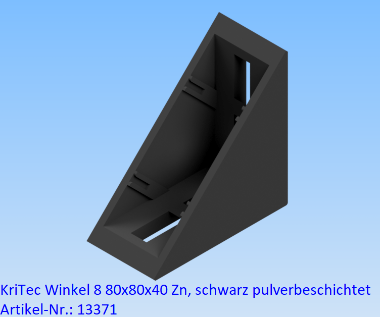KriTec Winkelsatz 8 80x80x40 Zn, schwarz pulverbeschichtet