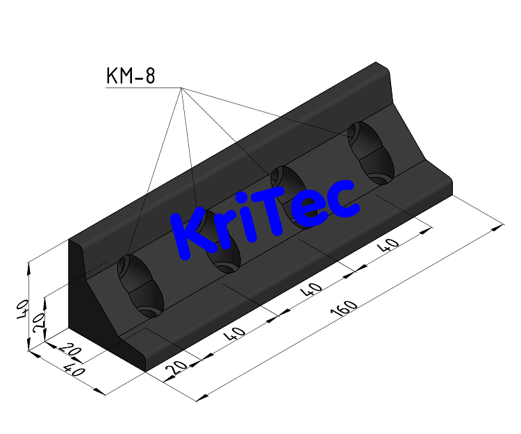 KriTec Winkel 8 40x40x160 schwarz