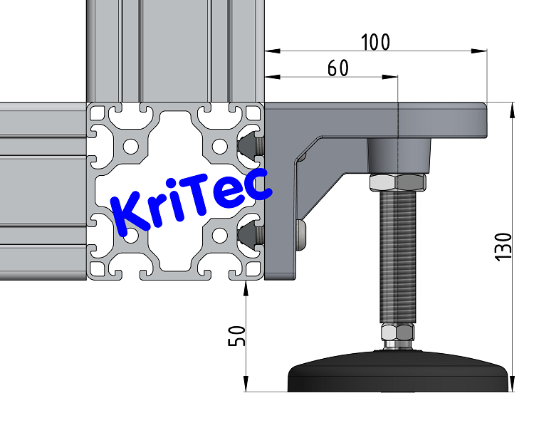 KriTec Stellfußsockel 8 D80, weißaluminium ähnlich RAL 9006