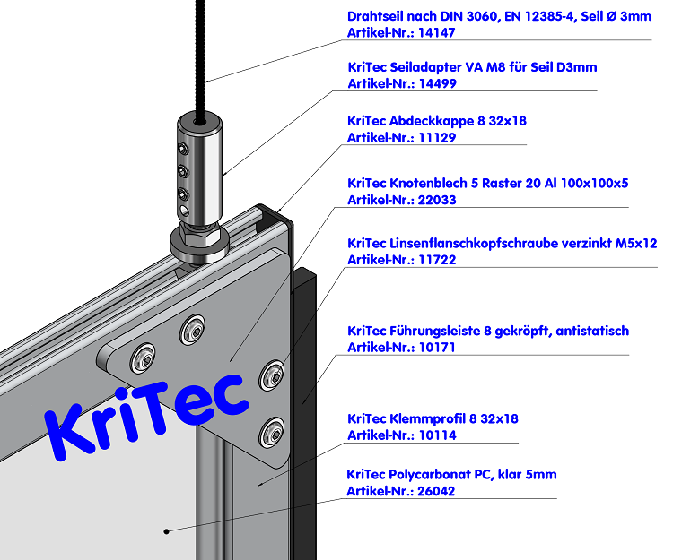 KriTec Knotenblech 5 Raster 20 Al 100x100x5