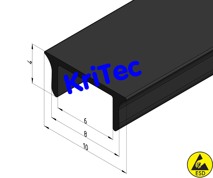 KriTec Abdeckprofil 8 Raster 40 PP schwarz, antistatisch