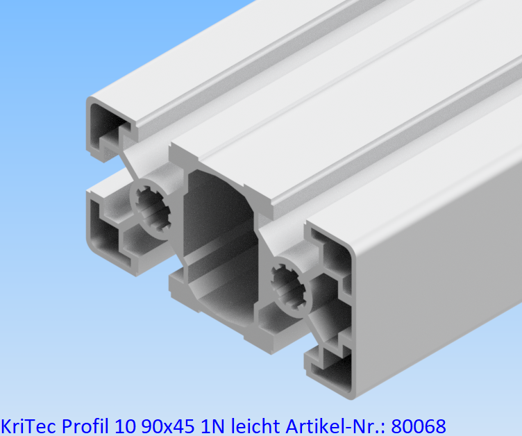 KriTec Profil 10 90x45 1N leicht (1 Nut geschlossen, 5 Nuten offen)