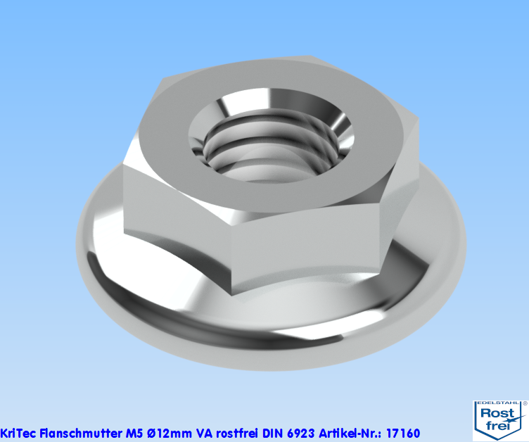 KriTec Flanschmutter M5 Ø12mm VA rostfrei DIN 6923