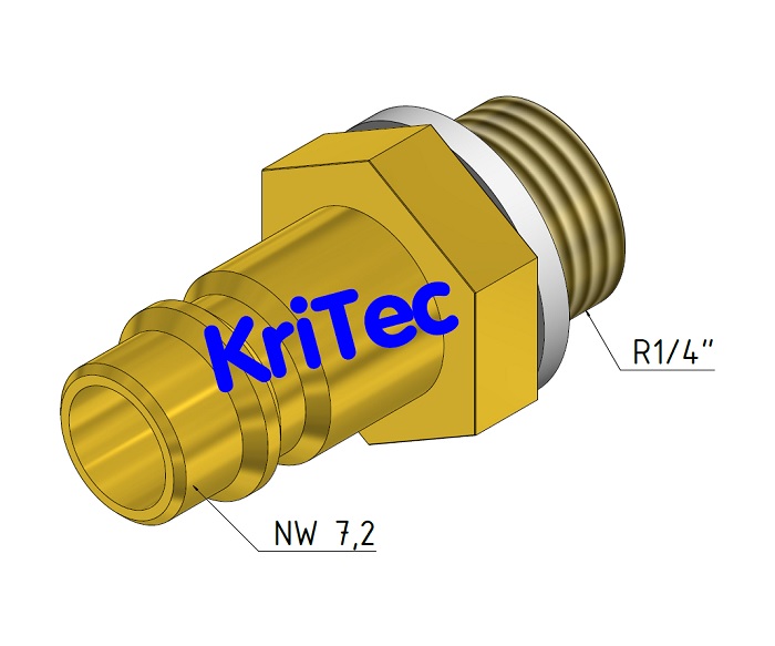 KriTec Stecknippel NW 7,2 mit Außengewinde 1/4"